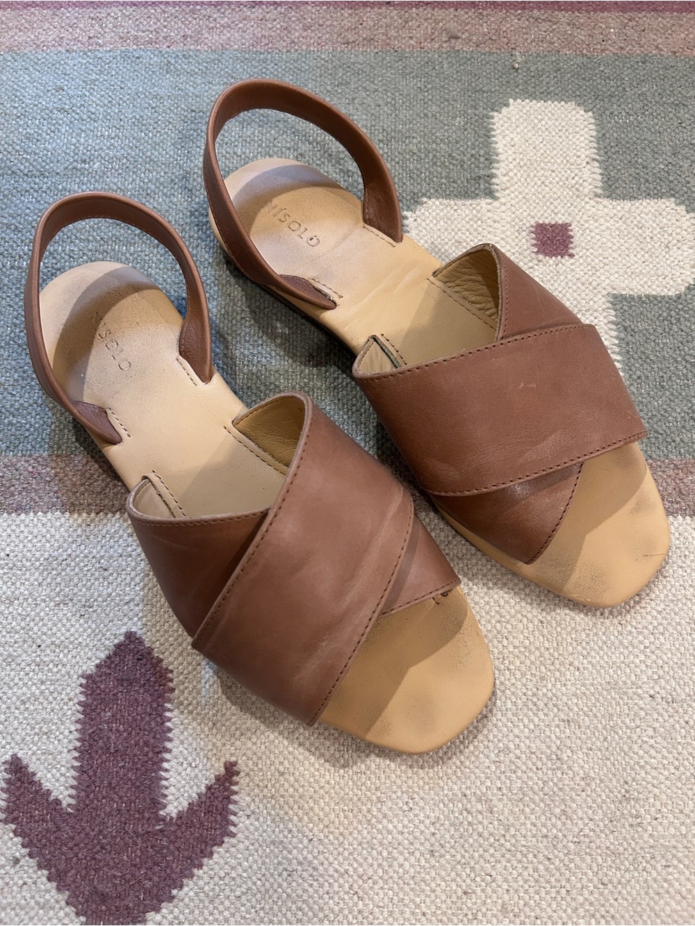 Women’s Nisolo Tan Leather Slip-on Sandals,  Size 9